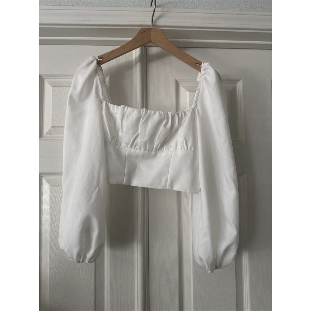 Princess Polly White Milkmaid Crop Top Size 2 Puff Sleeve‎ Cottagecore Y2K